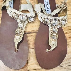 Steve Madden Gold Crystal Embellished Sandals Size 9